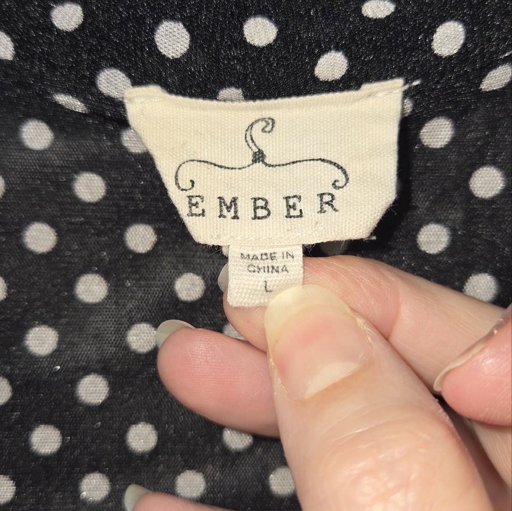 Ember Women's L Black and White Polka Dot Sleeveless Top - Picture 5 of 11